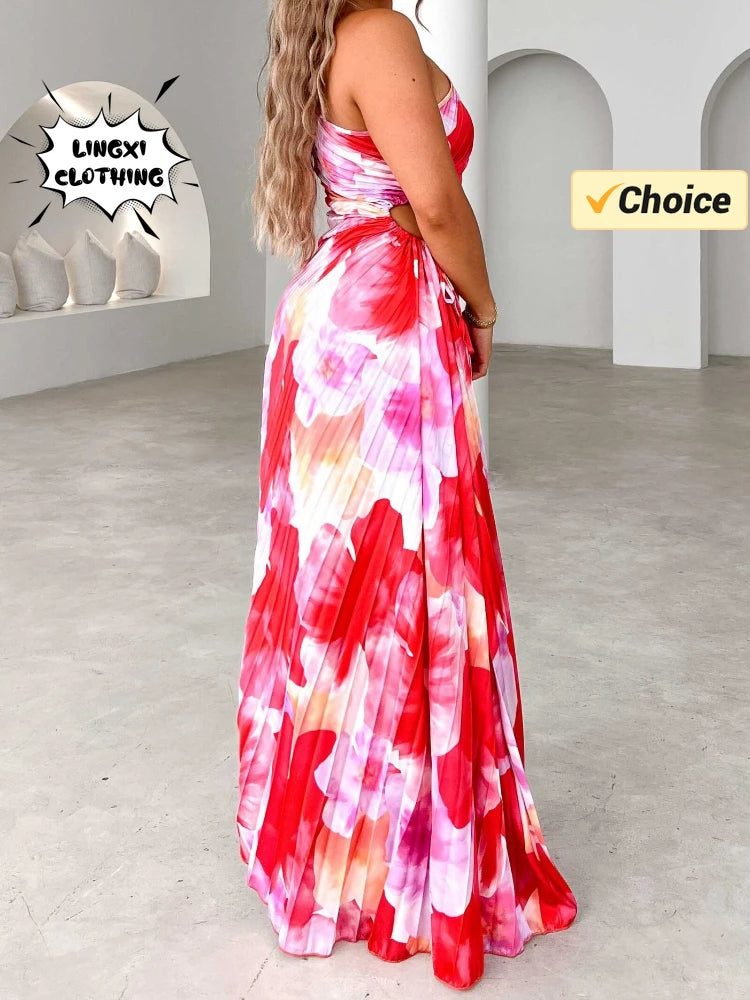 Boho Glam One-Shoulder Maxi Dress