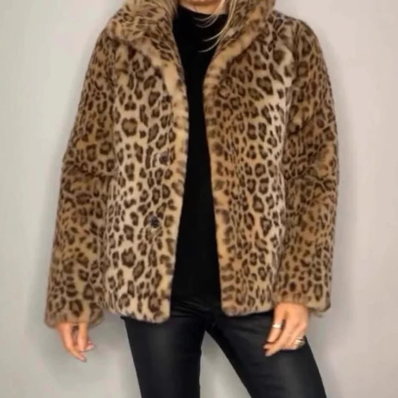 Leopard Print Faux Fur Coat — Bold, Warm & Elegant