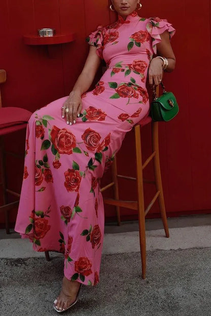 Rose Whimsy High Waist Dress