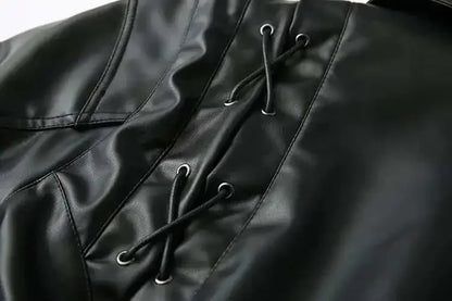 Lace-Up Faux Leather Jacket