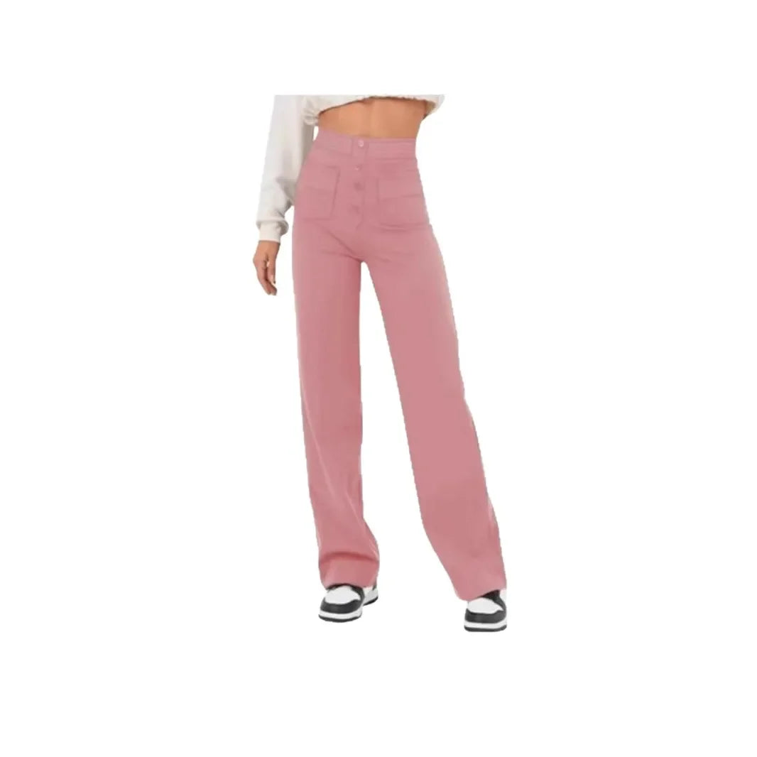 Buttoned Straight-Leg Cargo Pants