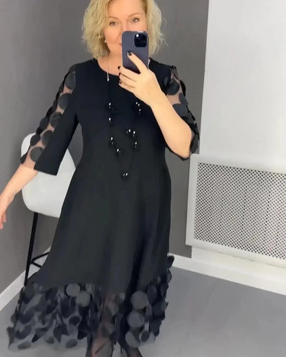 Elegant Plus-Size Bell Sleeve Dress