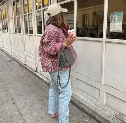 Floral Grace Crew Neck Cardigan