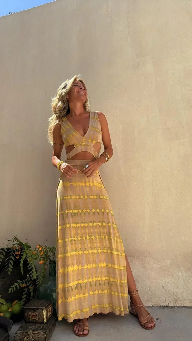 Midnight Allure Backless Slit Dress