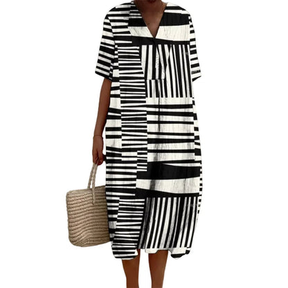 Striped Elegance Beach Maxi Dress