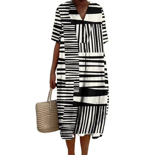 Striped Elegance Beach Maxi Dress