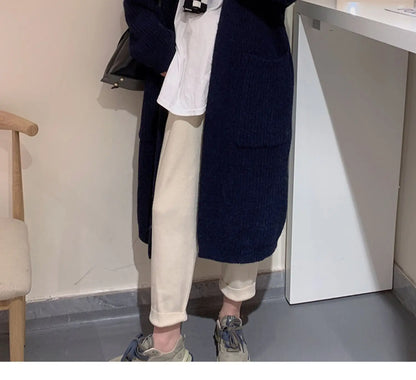 Plush Wave Maxi Knit Pocket Cardigan