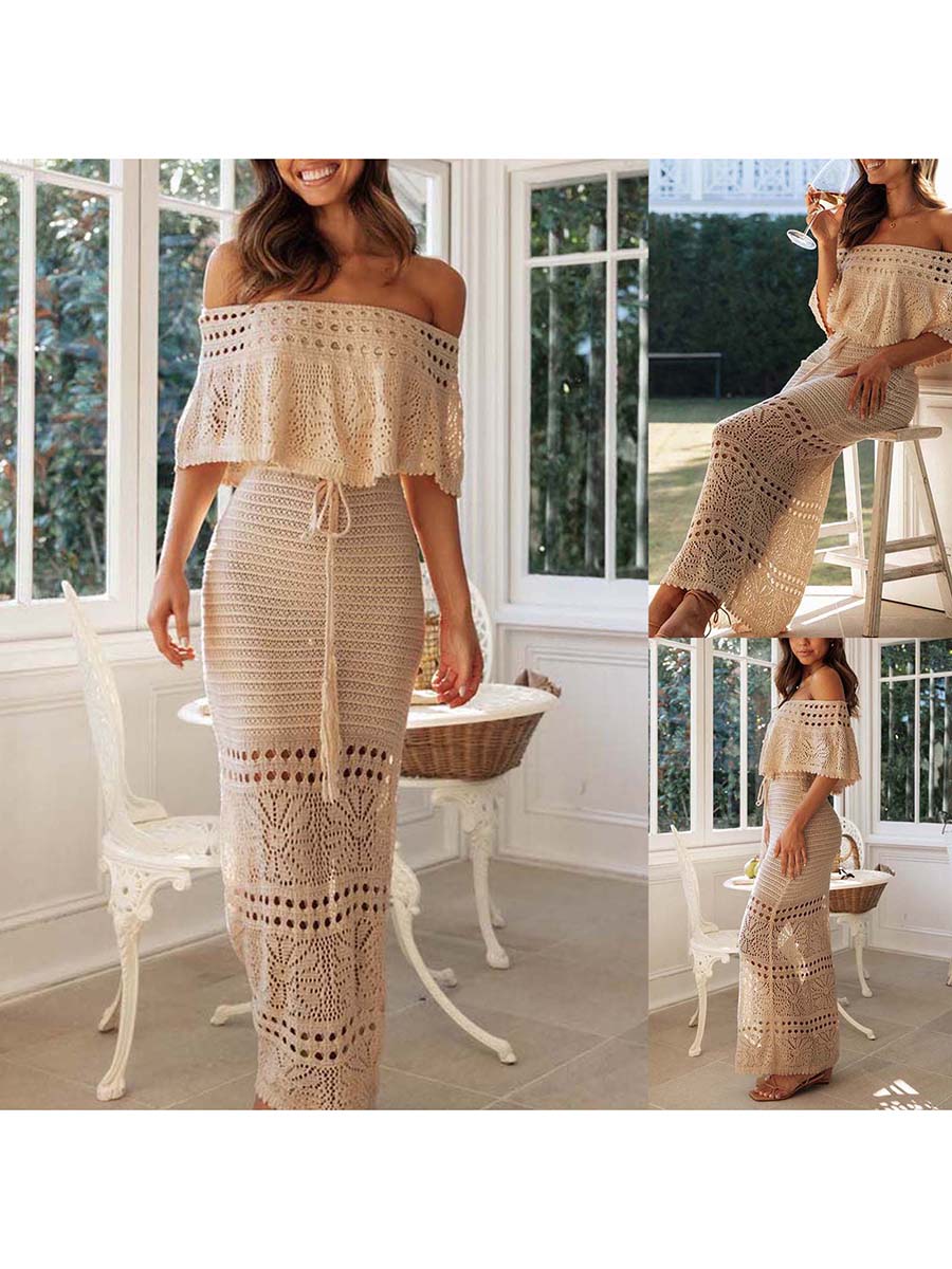 Off-Shoulder Knit Tube Maxi Dress
