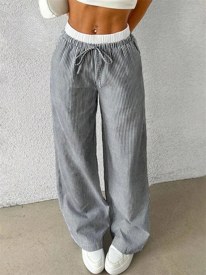 Striped Wide Leg Woven Pants