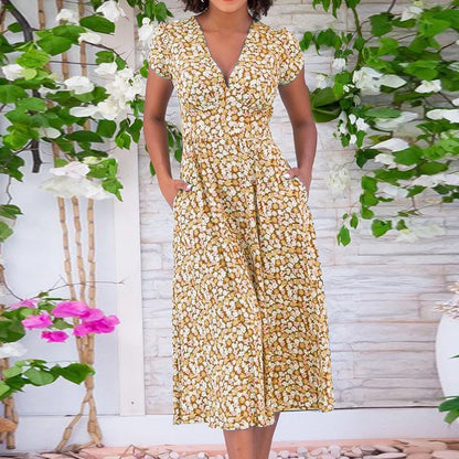 Bloom Grace V Neck Midi Dress