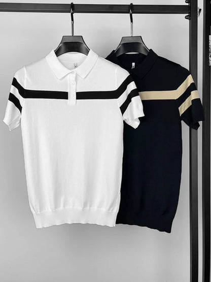 Ice Silk Striped Knit T-Shirt