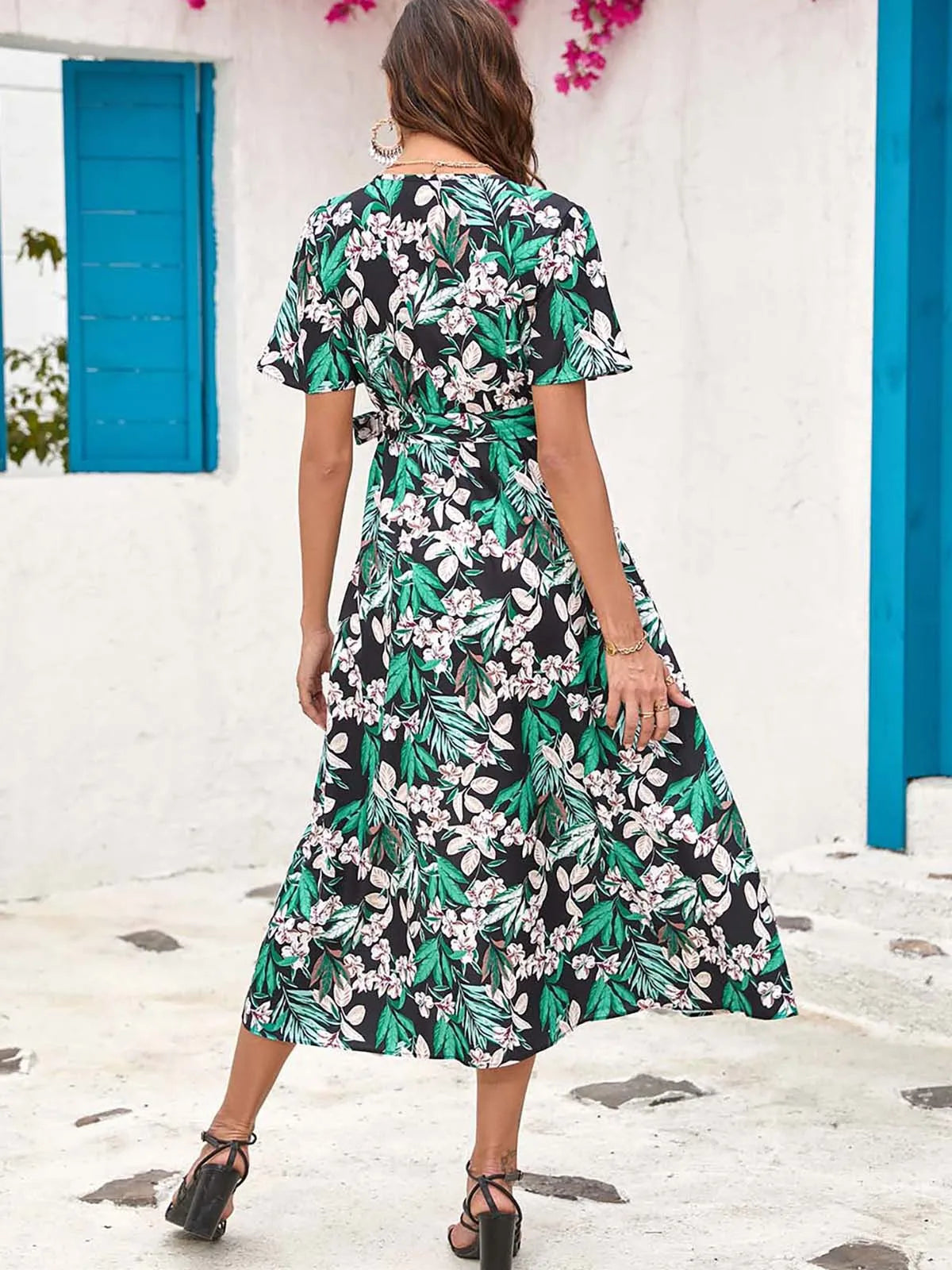 Curvy Chic V-Neck Belted Dress