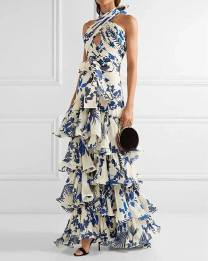 Floral Desire Ruffle Halter Dress