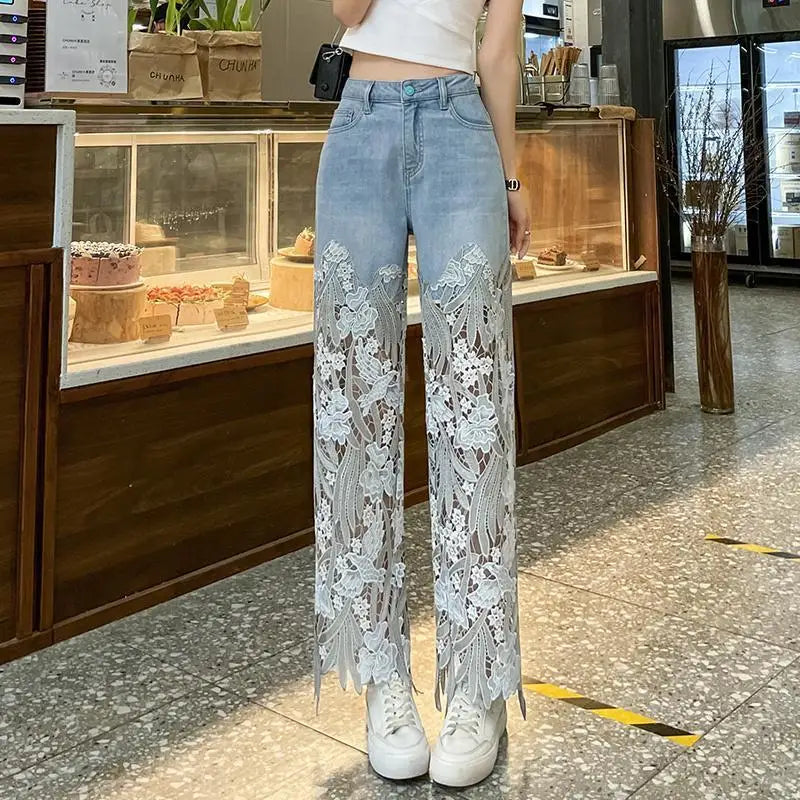 Retro Lace Patchwork Jeans