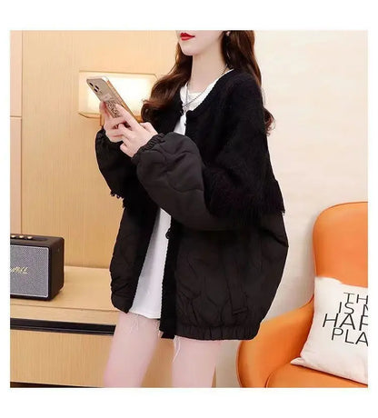 TasselEase Spliced Knit Winter Cardigan