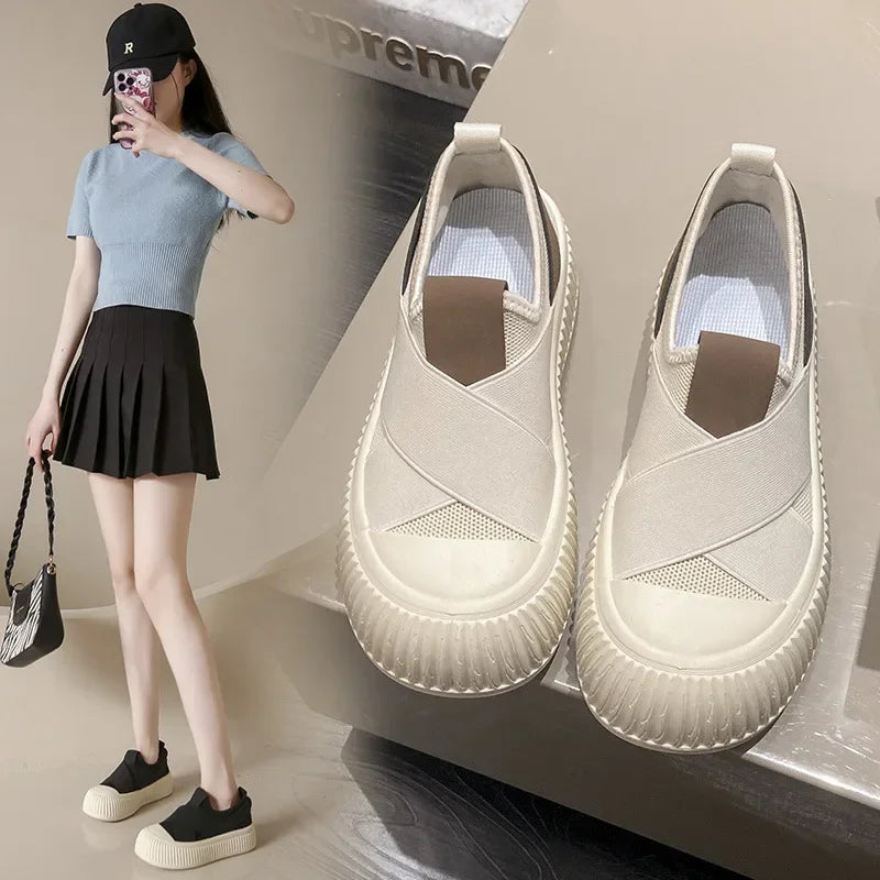 Platform Mesh Slip-On Sneakers