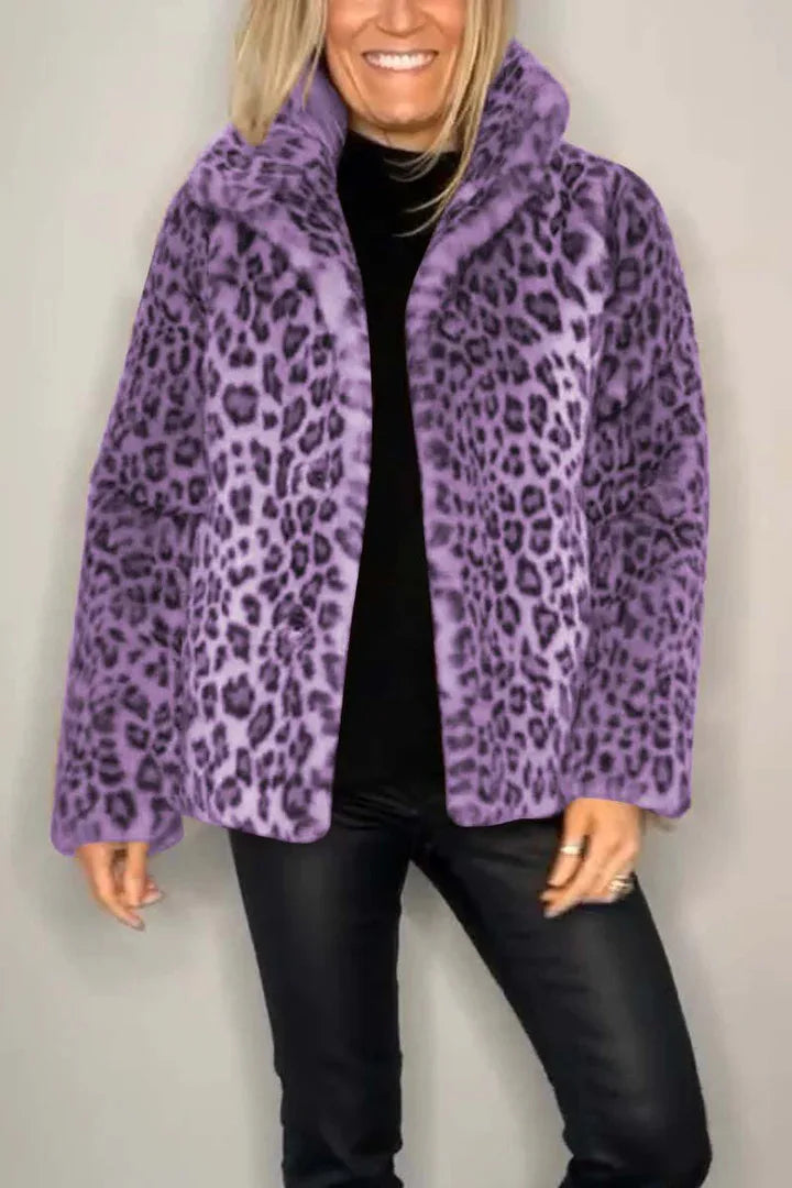 Leopard Print Faux Fur Coat — Bold, Warm & Elegant