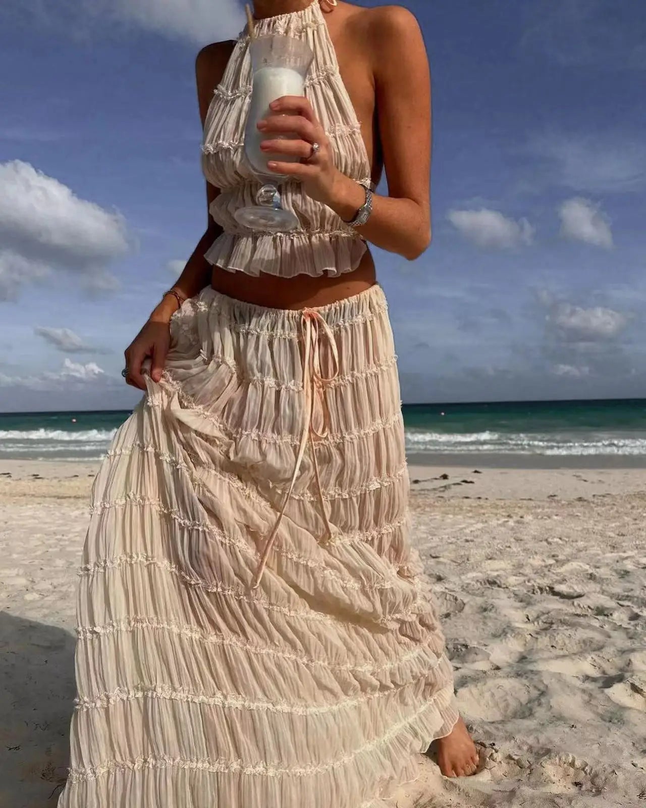 Halter Neck Skirt Set