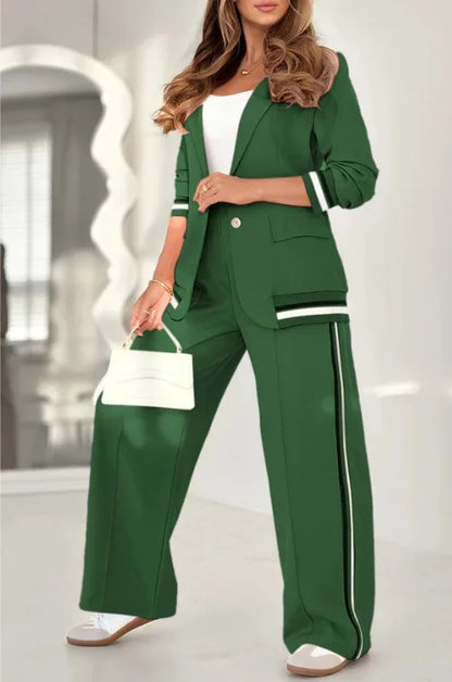 Women’s Stylish Button Coat Pant Set