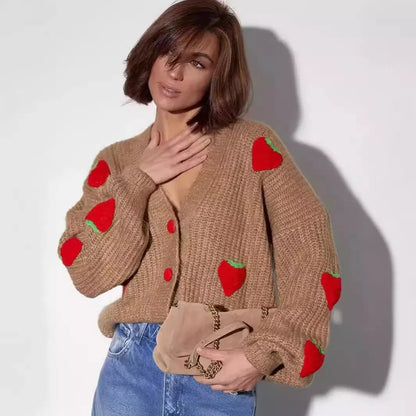 Strawberry Kiss V-Neck Cardigan