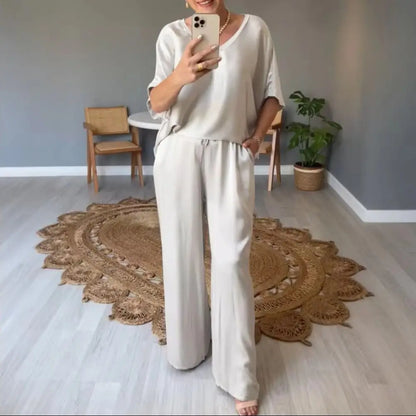 LinenFlow Casual Wide-Leg 2-Piece Set
