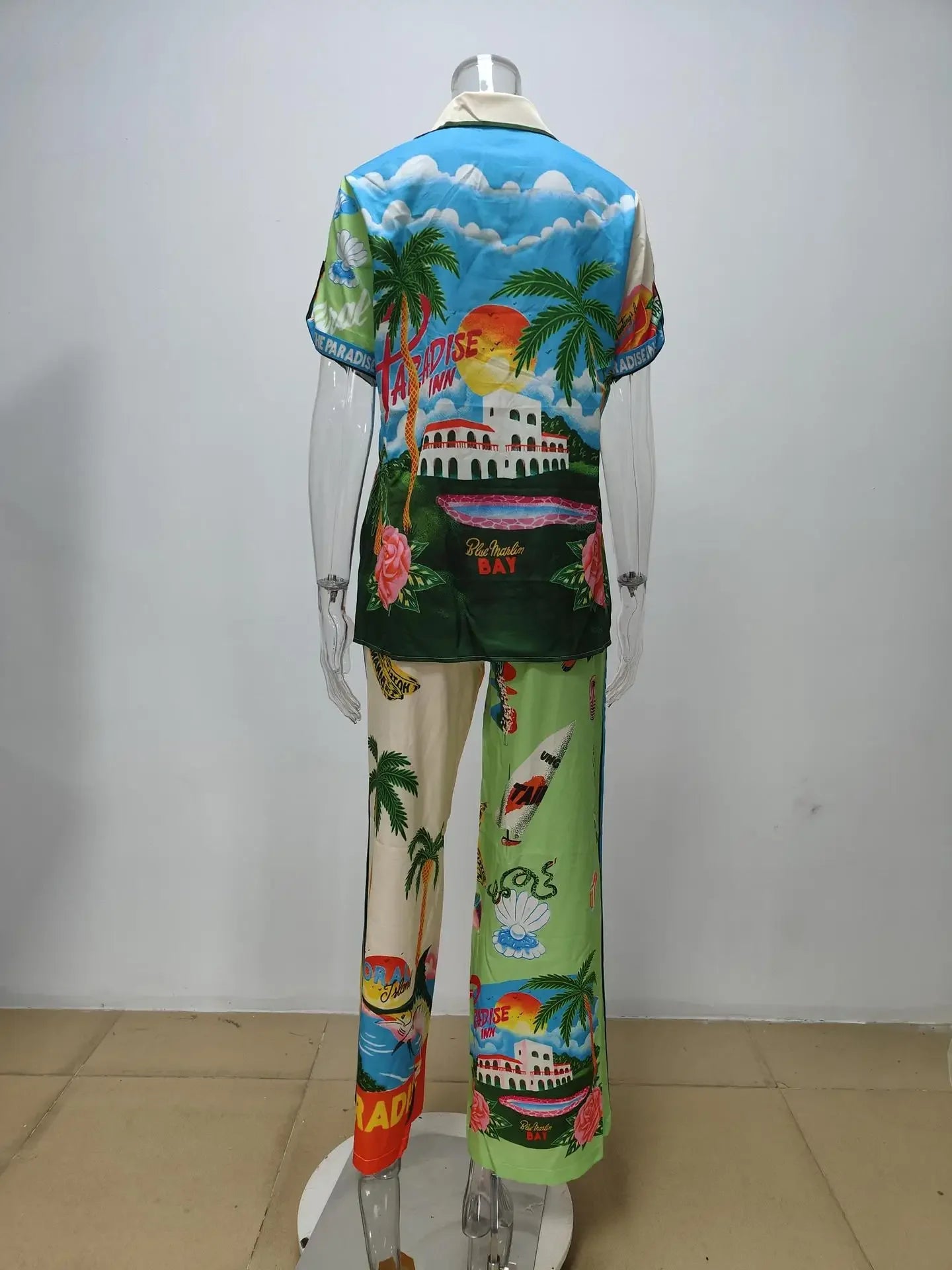 Vibrant Colorblock Wide-Leg Two-Piece Set