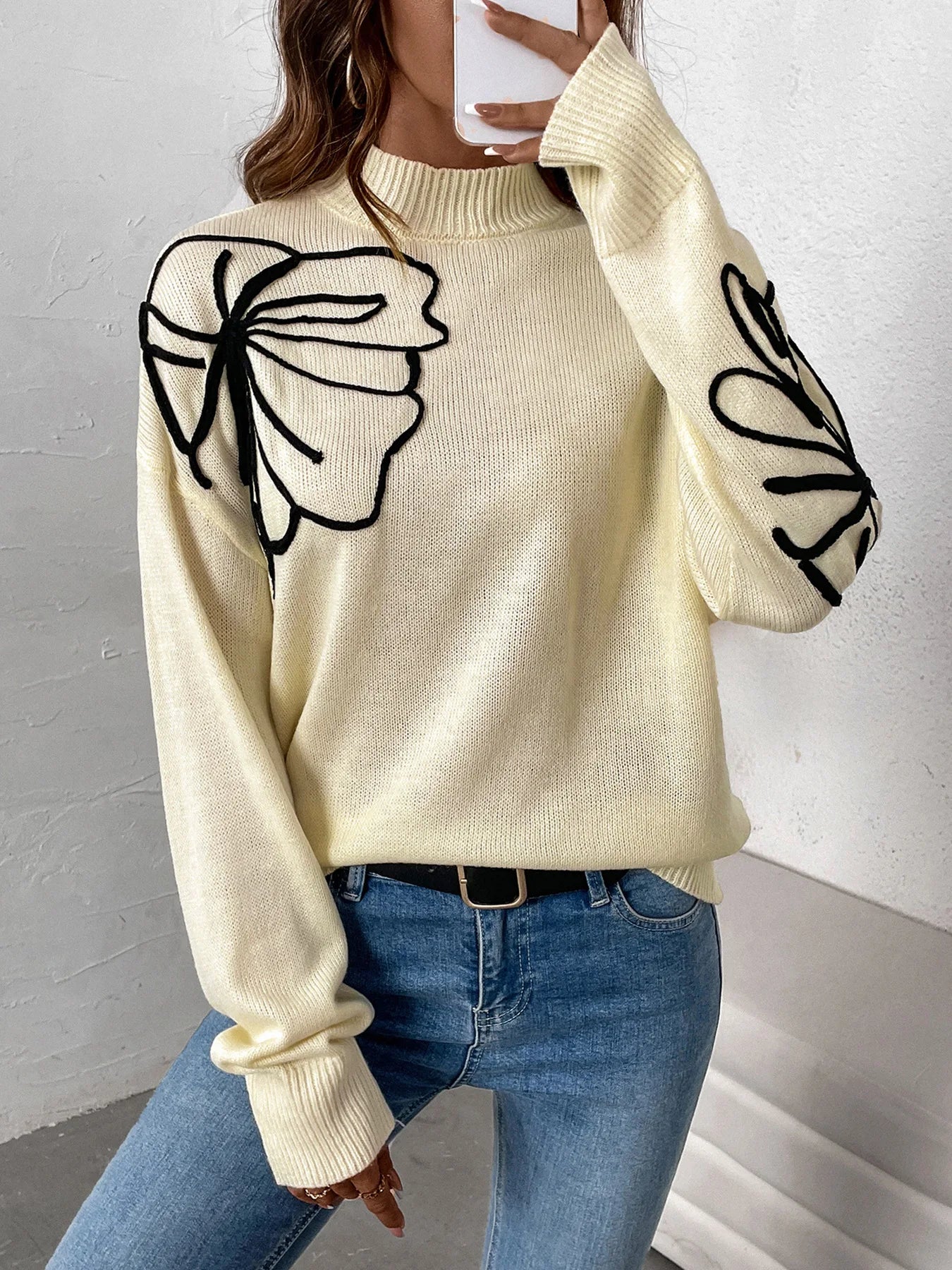 Apricot Bloom Half-Turtle Sweater