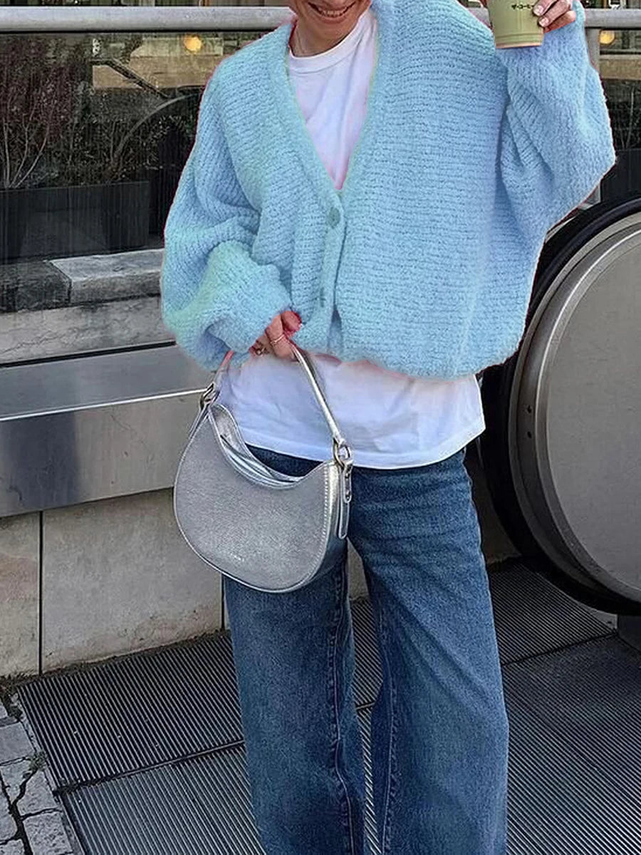 Cozy Vibe Fuzzy Button-Up Cardigan
