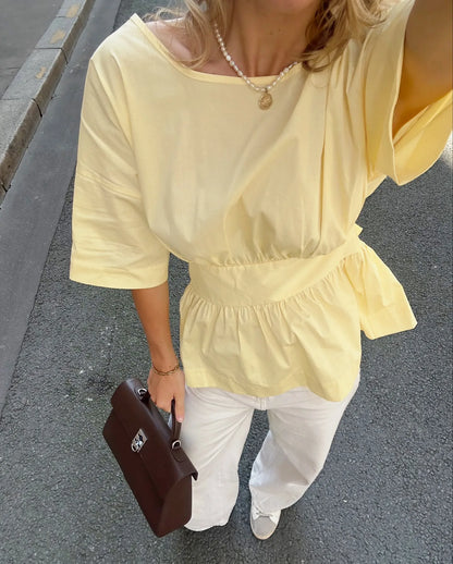 Chic Bow Backless Pleated Top