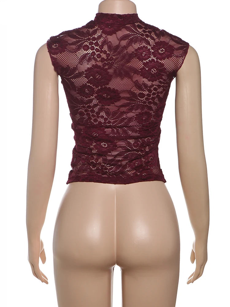 Lace Stitching Hollow-Out Tank