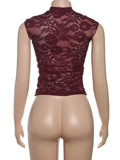 Lace Stitching Hollow-Out Tank