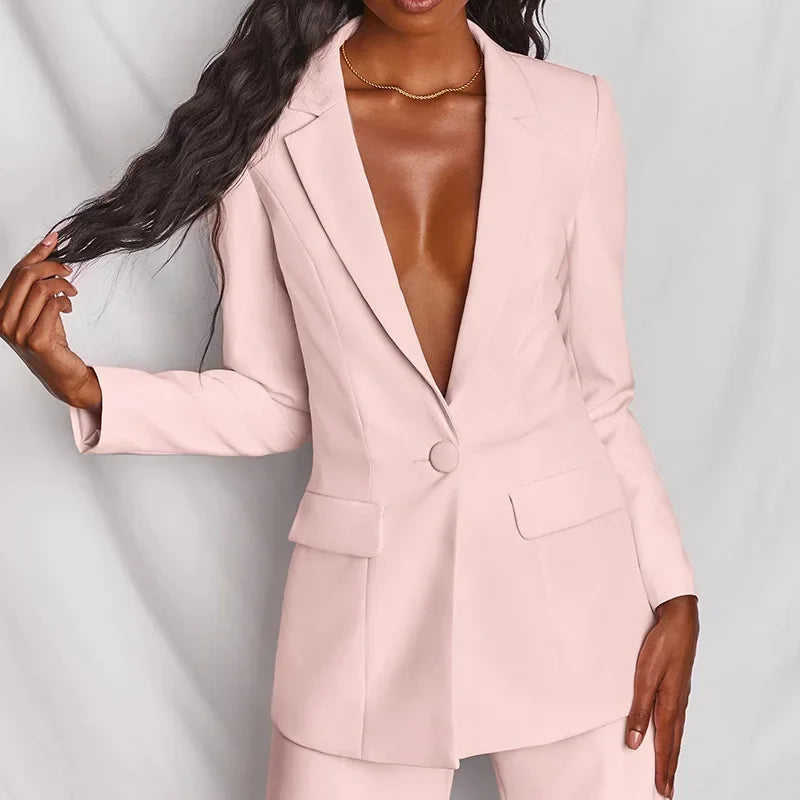 Elegant Long Sleeve Suit & Pants Set
