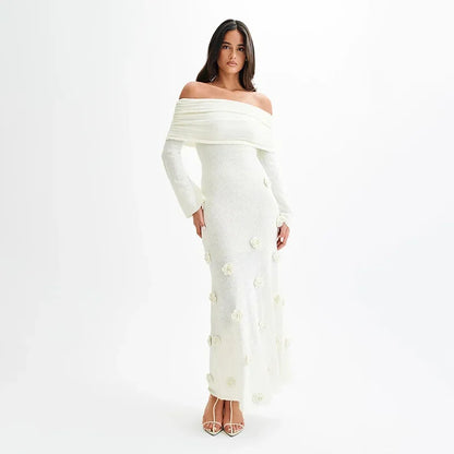 Rose Gaze 3D Floral Knit Dress