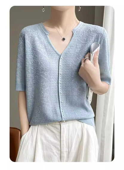 V-Neck Knitted Summer Top