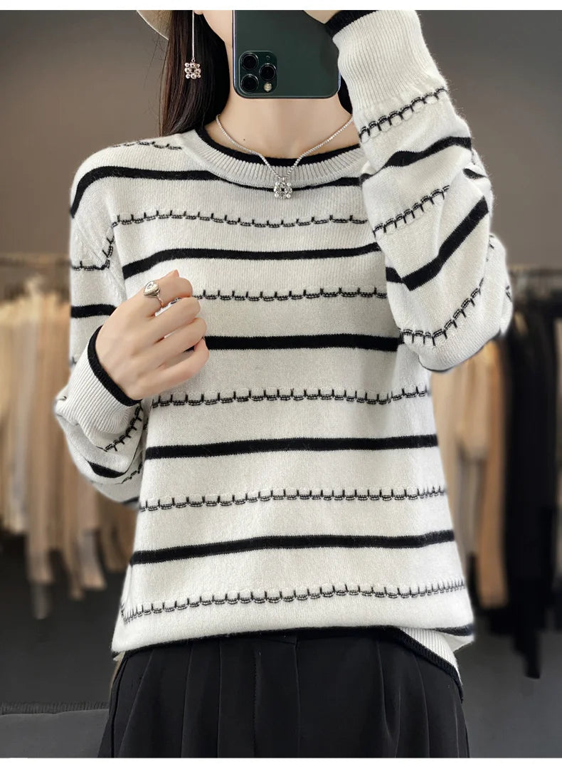 Women’s Striped Cotton Pullover Sweater