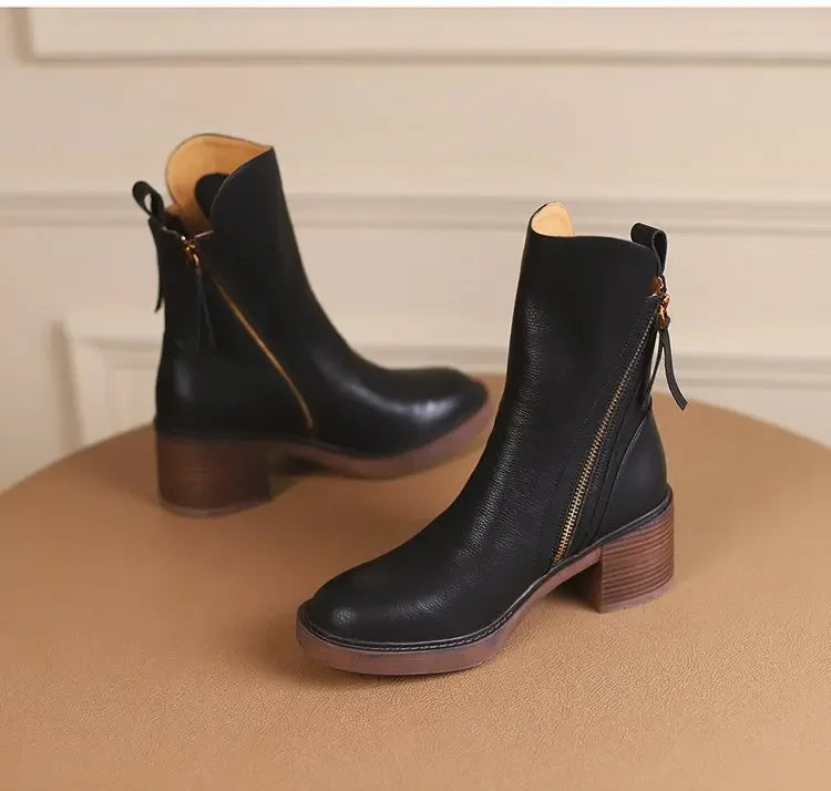 Trendy Mid Zipper Boots