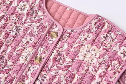 Floral Grace Crew Neck Cardigan