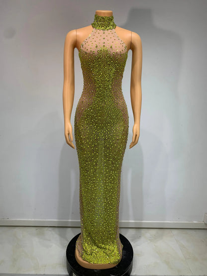 Diamond Drape Elegant Evening Gown