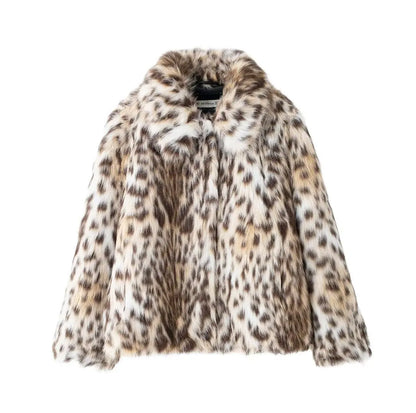 Lapel Luxe Leopard Faux Fur Coat