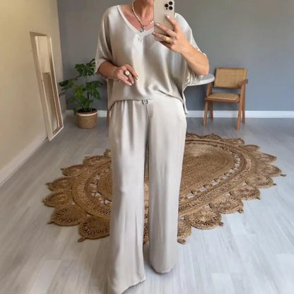 LinenFlow Casual Wide-Leg 2-Piece Set