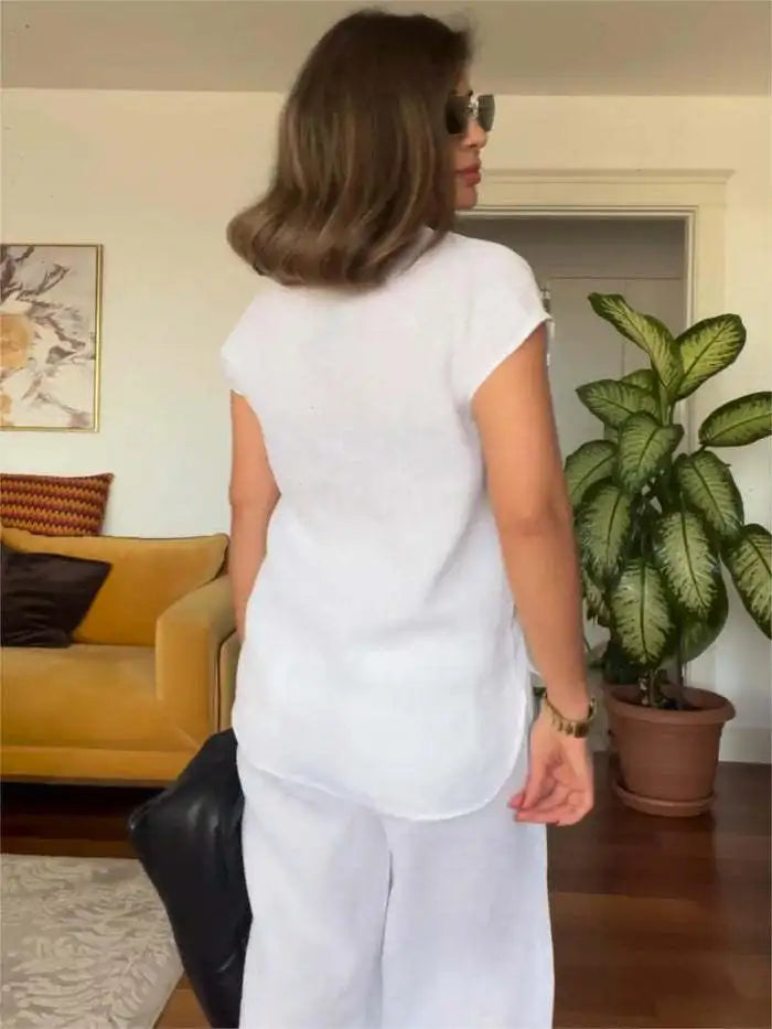 Chic Cotton Linen Two-Piece Set