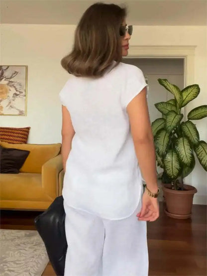 Chic Cotton Linen Two-Piece Set