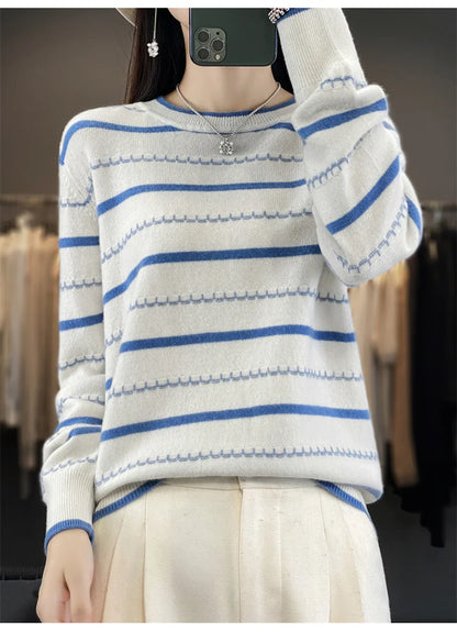 Women’s Striped Cotton Pullover Sweater