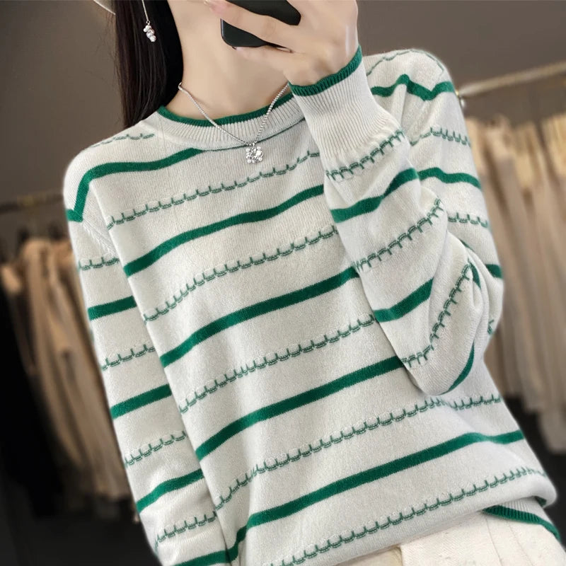 Women’s Striped Cotton Pullover Sweater