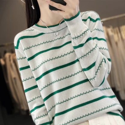 Women’s Striped Cotton Pullover Sweater