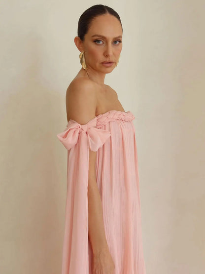 Braided Elegance Off-Shoulder Maxi