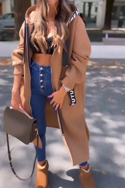 Hooded Zipper Cardigan Coat