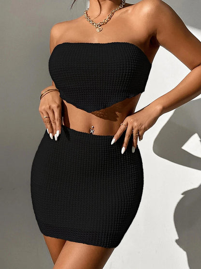 GlowKnit Strapless Skirt Set