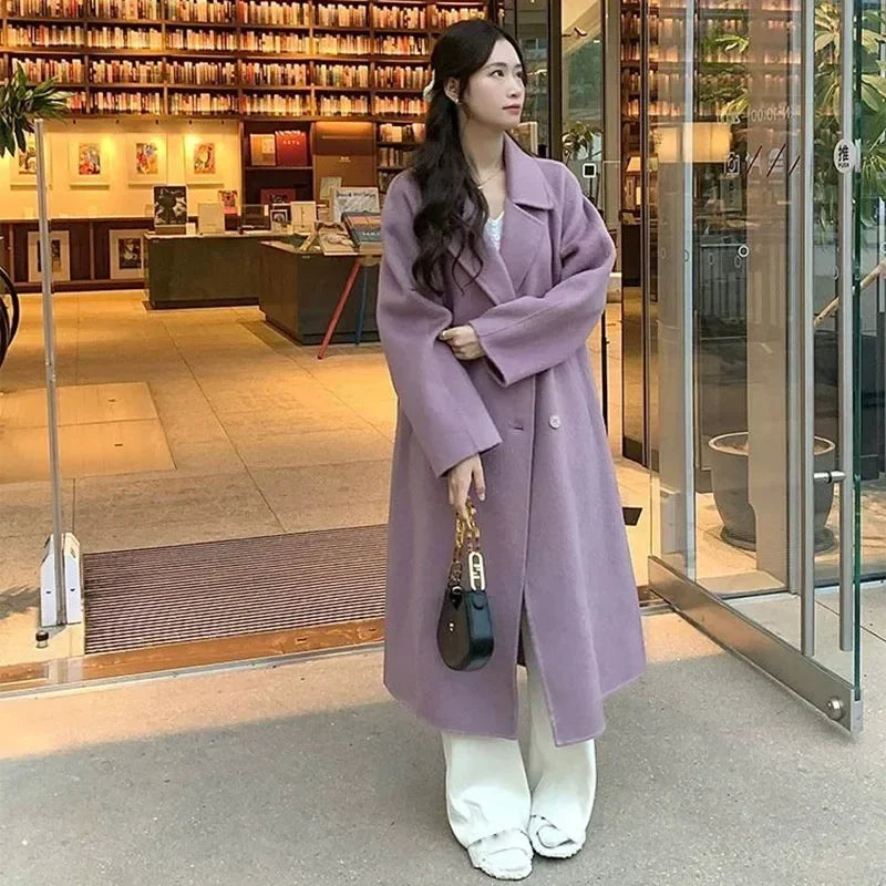 Elegant Woolen Mid-Long Coat