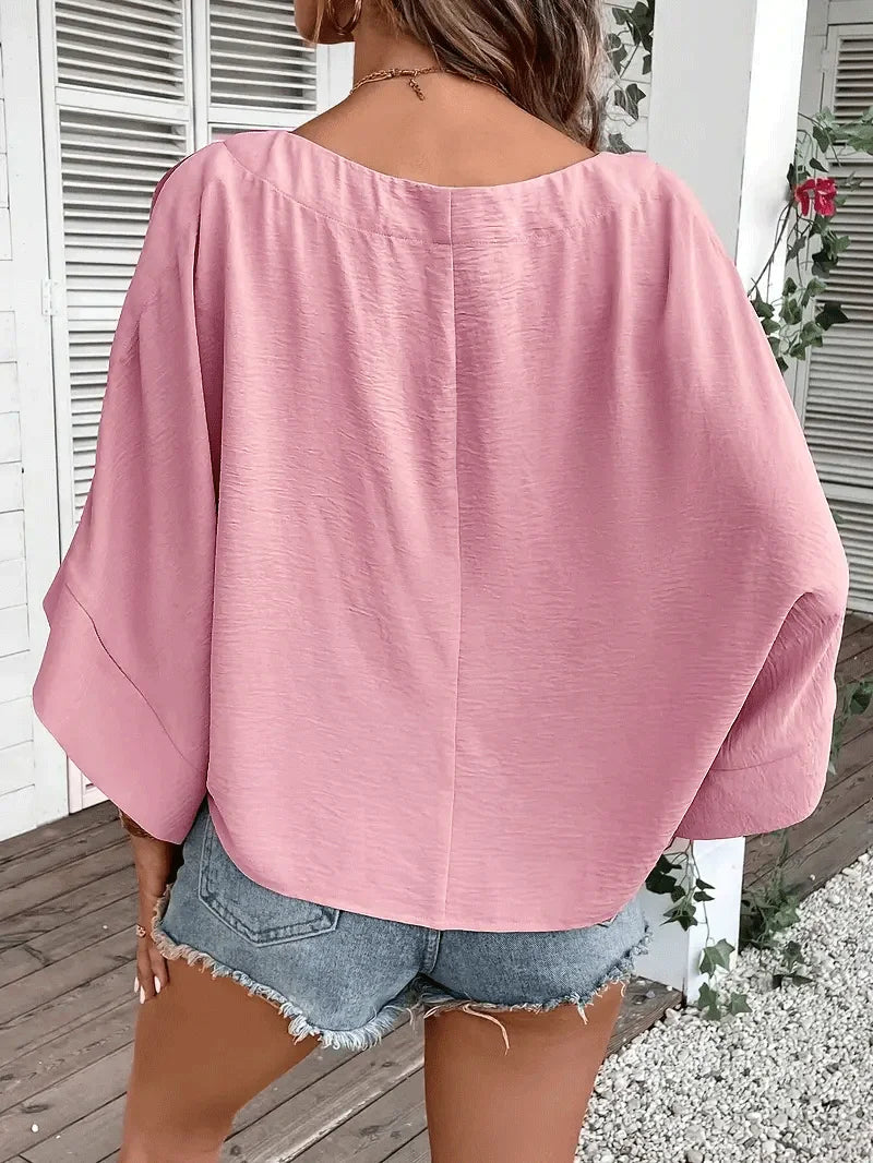 Elegant Flow Batwing Sleeve Shirt